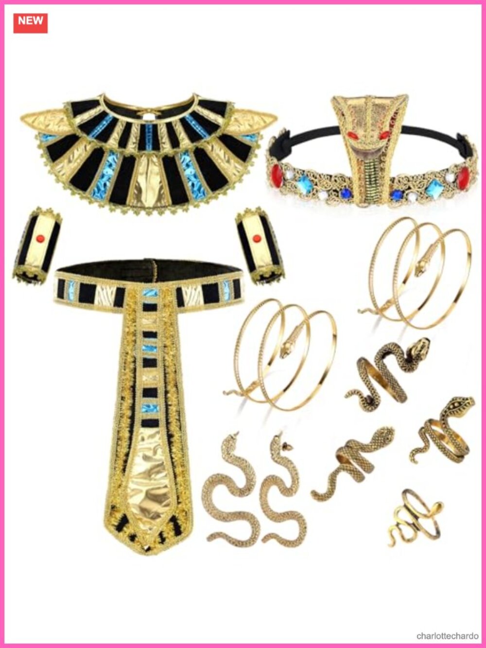 Egyptian Costume Accessory Set 11 Pcs Cosplay Collar Belt Headband Snake Jewelry